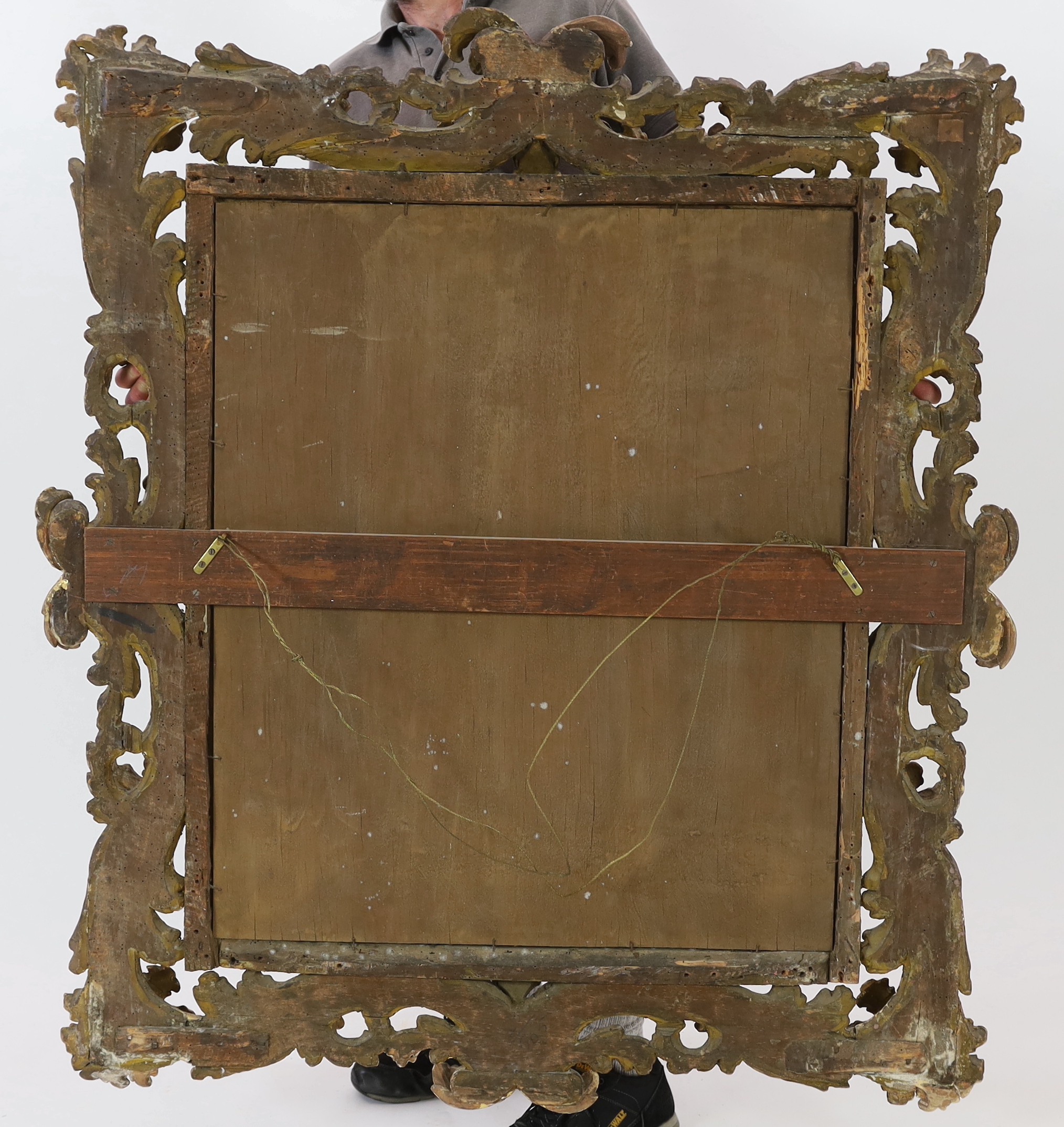 A late 17th/early 18th century Florentine carved giltwood frame, width 116cm, height 134cm